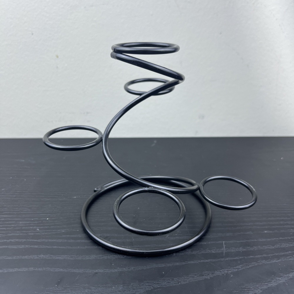 Black Metal Orb Display Stand 5 Holder Rack 6" Tall Decorative Display